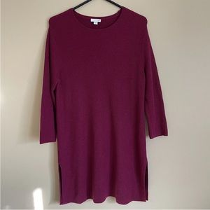 J. Jill Maroon Ribbed Longline Wool Blend Tunic Scoop Neck Sweater Size S
